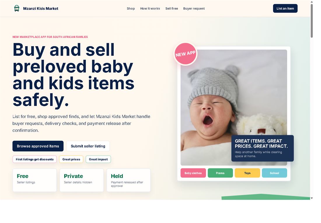 Mzanzi Kids Market website preview